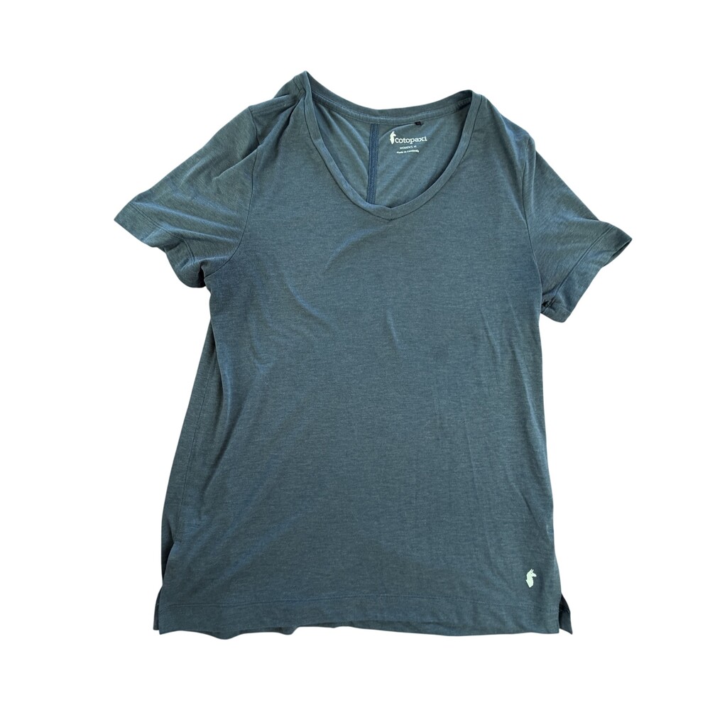 Cotopaxi Shirt Womens Medium Blue V Neck Short Sleeve Recycled Tencel Tee Top